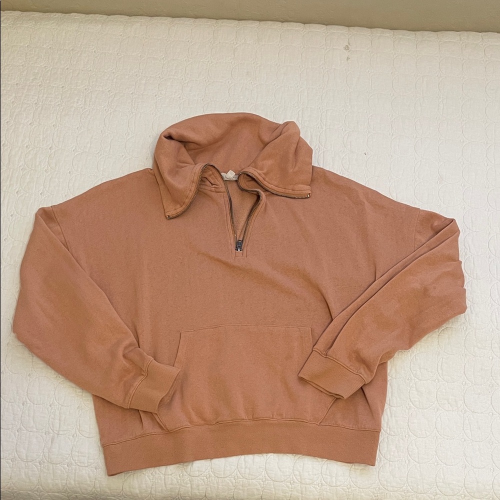 Hippie Rose Tan Zip-Up Sweater